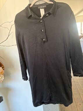 Geoffrey Beene Black Long-Sleeve Polo Tunic